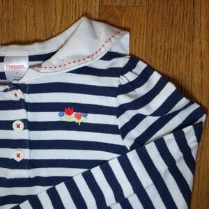 Gymboree Navy & White Striped Long-Sleeve Polo Top Girls Size 6